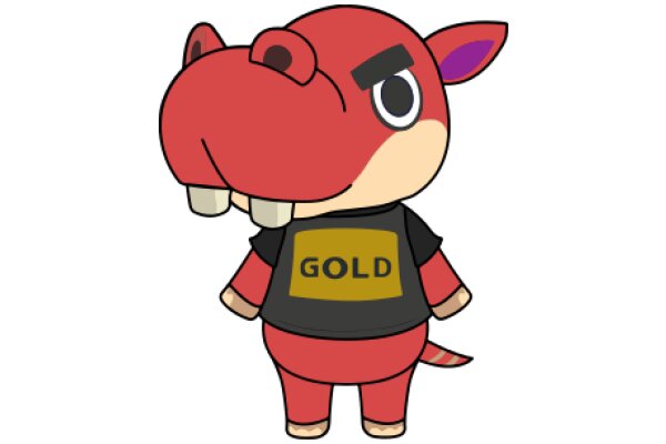 A Cute Cartoon Character with a Gold Shirt and a Purple Ear