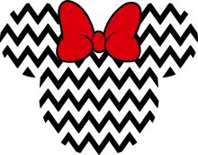 Stylish Red Bow on Black and White Chevron Pattern