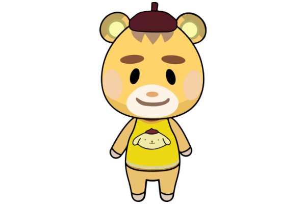 A Cute Cartoon Character: A Yellow Bear with a Smile and a Hat