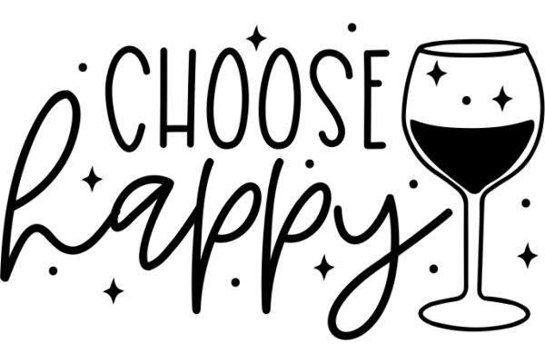 Choose Happiness: A Graphic Design with a Wine Glass and Stars