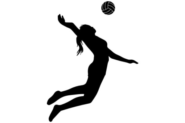 Silhouette of a Volleyball Player Serving the Ball