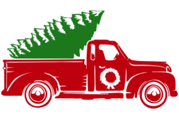 Holiday Spirit: A Red Truck with a Christmas Tree on Top