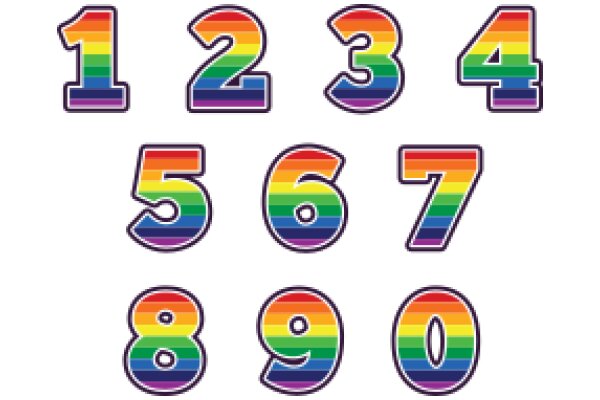 Vibrant Rainbow Numbers: A Colorful and Educational Display of the Number Series from 1 to 9