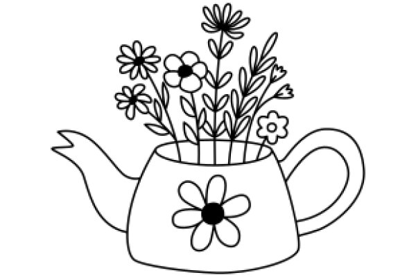 A Whimsical Illustration of a Teapot with Flowers