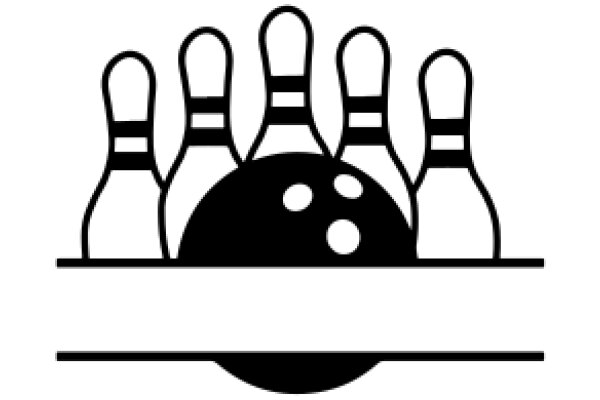 A Line of Bowling Pins with a Ball on a White Background