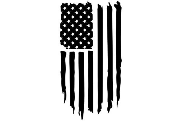 Stylized American Flag with Black Silhouettes