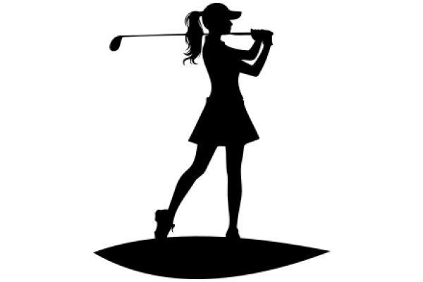 Silhouette of a Female Golfer in Action