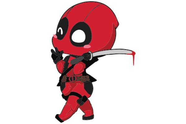 Red and Black Cartoon Character with a Sword