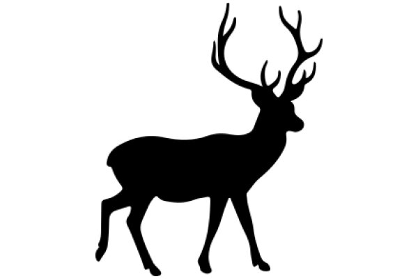 Stylized Silhouette of a Deer with Antlers