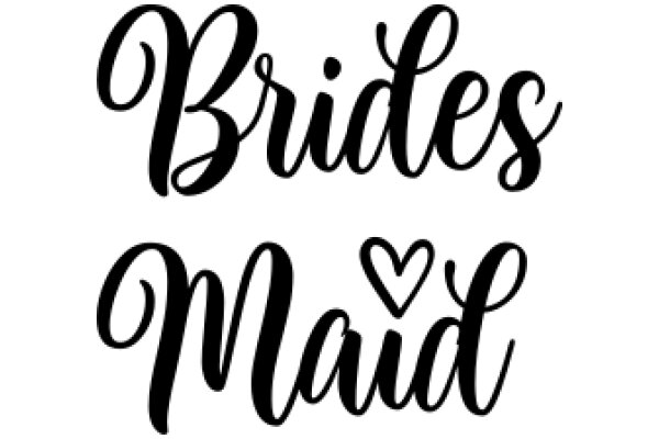 Elegant Black Calligraphy of 'Brides Maid' with a Heart Symbol