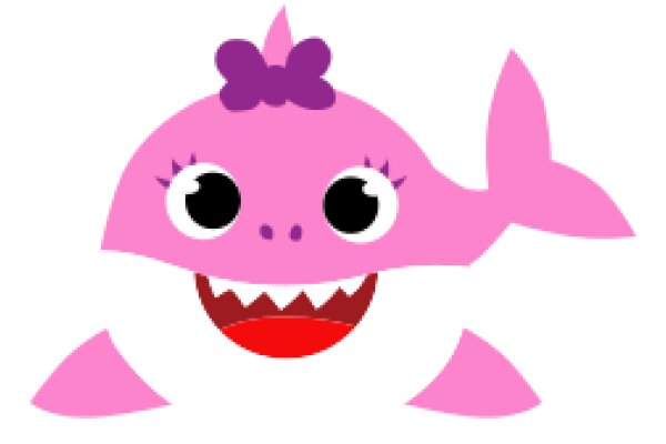 Whimsical Pink Cartoon Character with Big Eyes and a Playful Smile