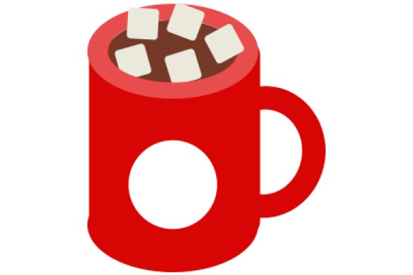 A Red Mug with White Squares on a White Background