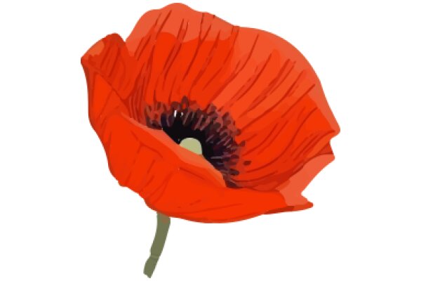 Vivid Red Poppy Flower Illustration