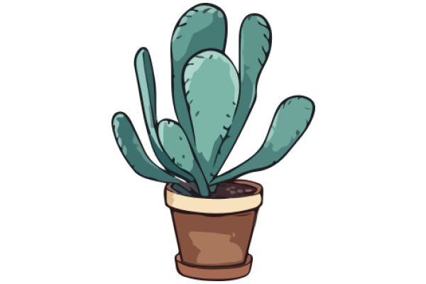 A Whimsical Illustration of a Cactus in a Pot