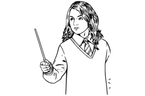 A Stylish Illustration of a Woman with a Wand