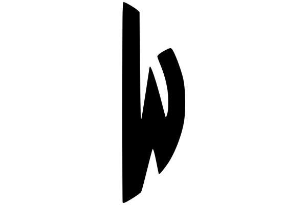 Stylized Black Letter 'W' on a White Background