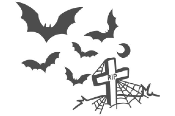 A Silhouette of a Cross Amidst a Flock of Bats