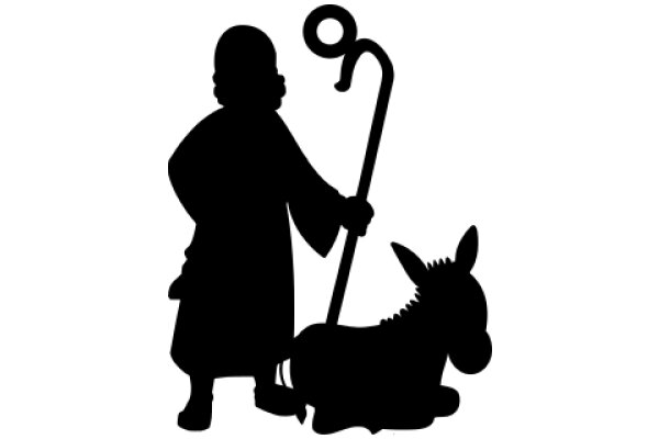 A Silhouette of a Shepherd and His Dog