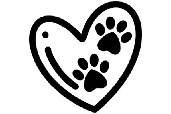 Simplistic Logo of a Heart with Paw Prints