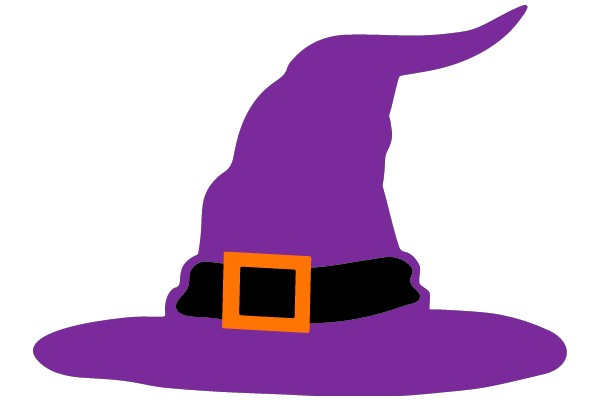 A Purple Wizard's Hat with an Orange Square on the Bottom