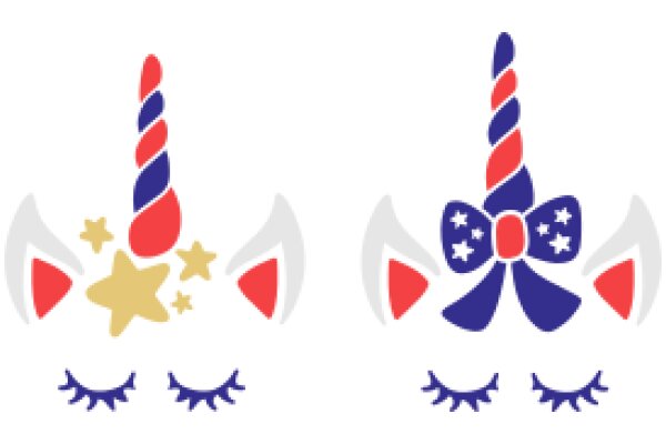 Two Adorable Unicorn Emojis with Stars and Eyelashes