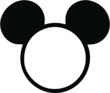 Simplistic Black and White Mickey Mouse Logo