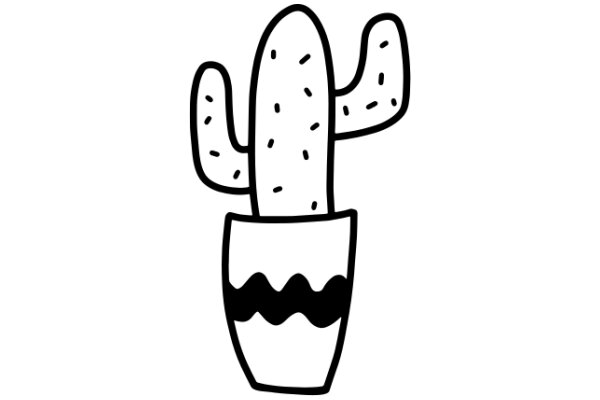 A Simple Line Drawing of a Cactus