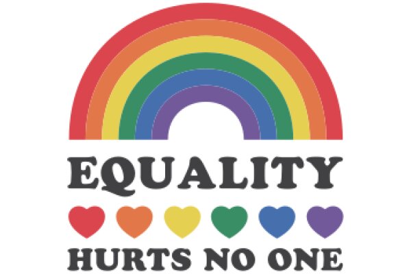 Equality Rainbow with Hearts and the Phrase 'EQUALITY HURTS NO ONE'