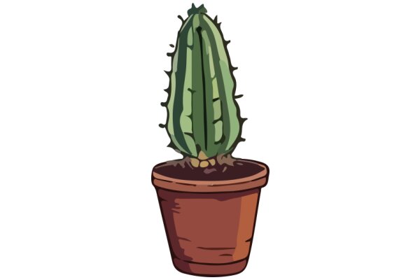 Digital Illustration of a Cactus in a Pot