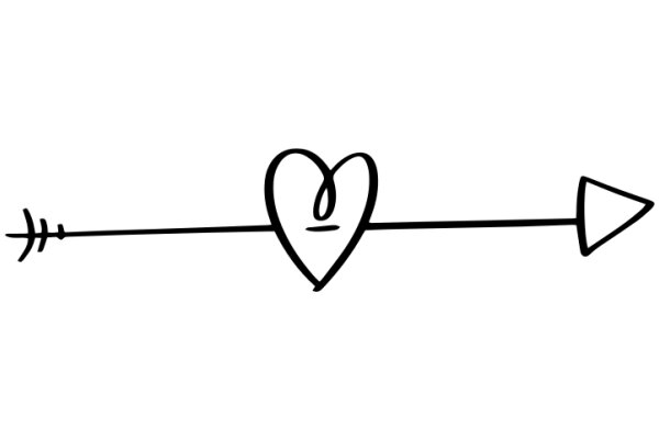 A Simple Line Drawing of a Heart and an Arrow