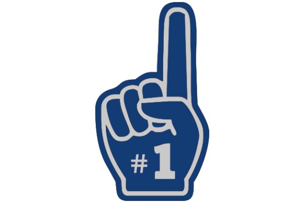 A Blue and Silver Number One Finger Emoji