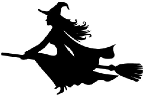 Silhouette of a Witch Riding a Broomstick