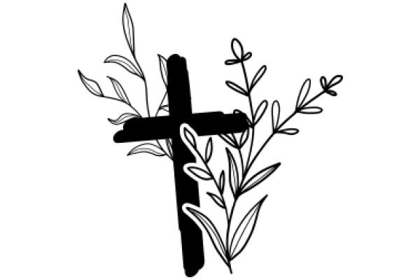 Illustration of a Cross and Plant