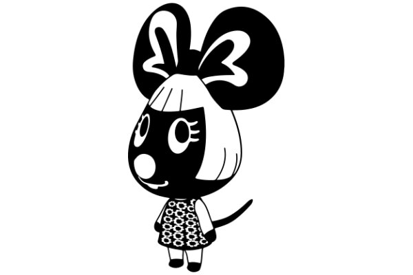 A Charming Cartoon of a Mouse with a Dress and Bowtie