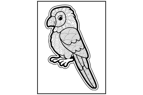 Stylized Parrot Illustration with Intricate Patterns