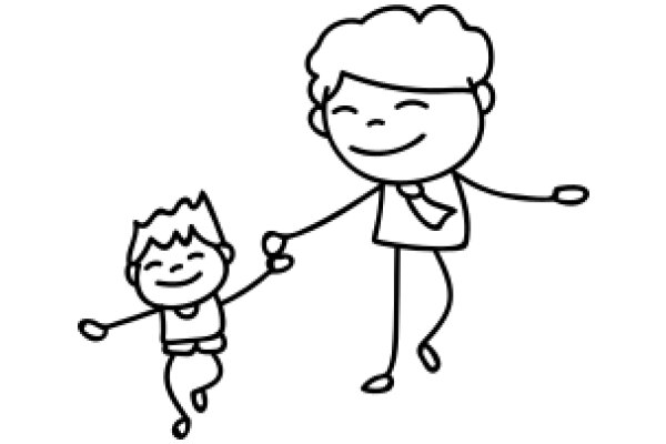 A Heartwarming Moment: A Smiling Cartoon Man and Child