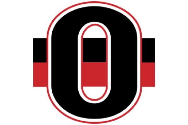 Stylized Letter 'O' with Red and Black Design Elements