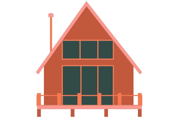 A Digital Illustration of a Cozy House with a Pink Roof and Windows