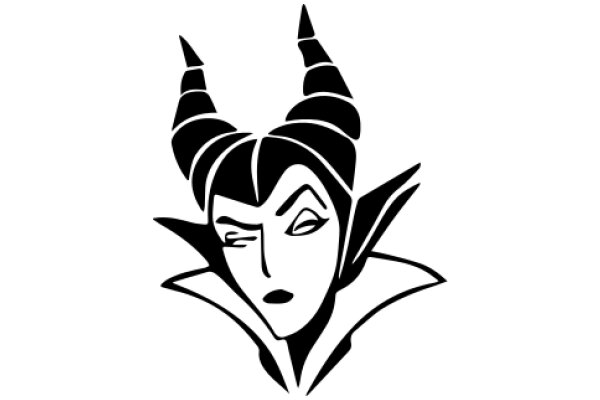 Stylized Portrait of a Character with Horns and a Dramatic Expression