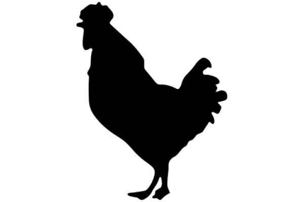 Silhouette of a Rooster against a White Background