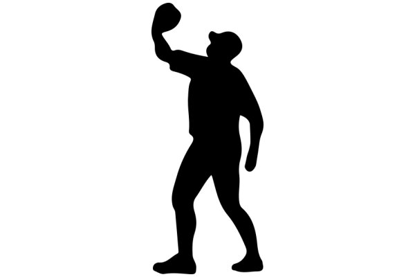 Silhouette of a Baseball Player Catching a Ball