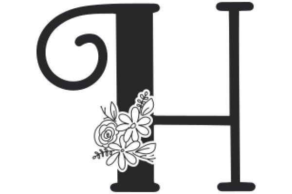 Stylized Letter H with Floral Decoration