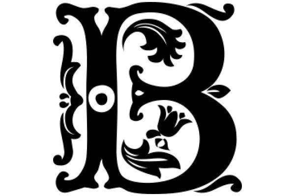 Stylized Black Letter 'B' with Decorative Elements