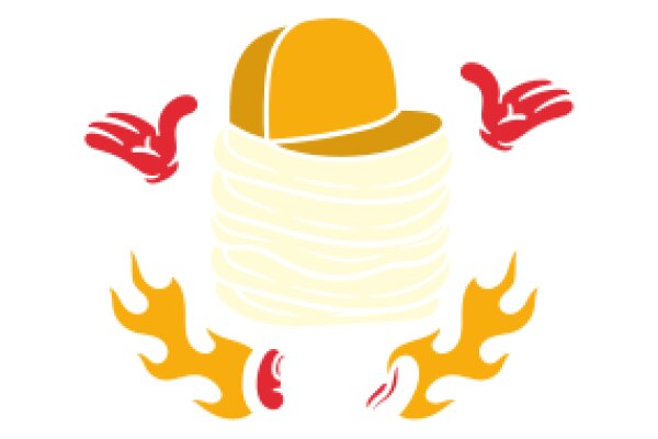 A Playful Illustration of a Yellow Hat and Red Flames