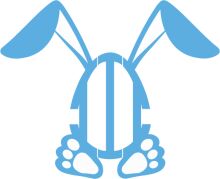 A Blue Bunny Logo with a Paw Print