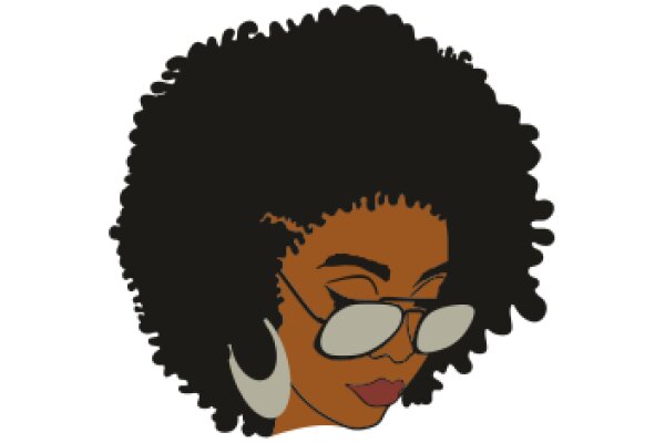 Stylized Portrait of a Woman with Curly Hair and Glasses