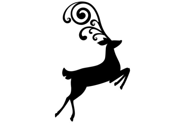 Elegant Black Silhouette of a Deer in Motion