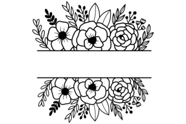 Elegant Floral Border: A Line Art Design