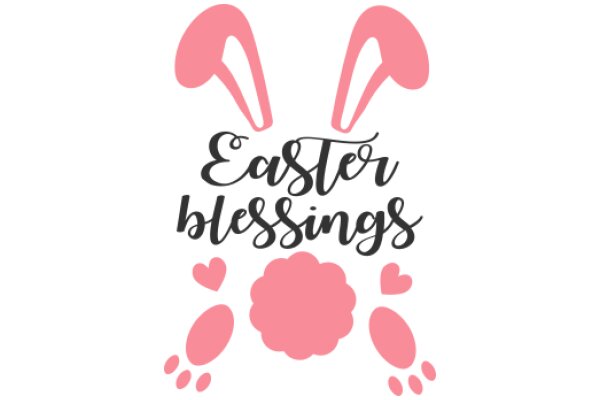 Easter Blessings: A Festive Greeting with Pink Bunny Ears and Paws