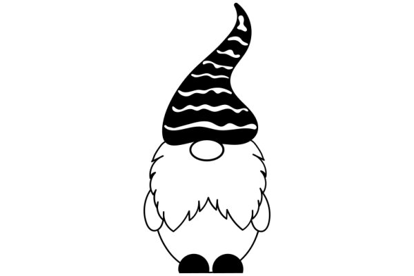 A Whimsical Illustration of a Gnome-like Character with a Wizard's Hat and Beard